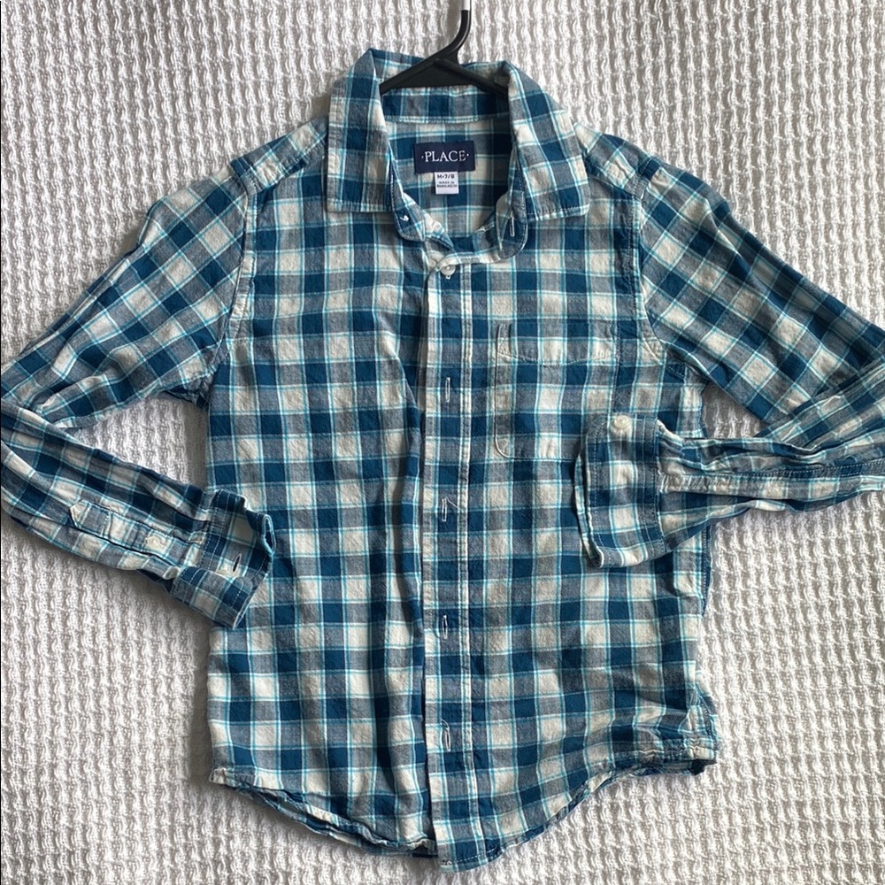 PLACE Blue Plaid Boys Shirt